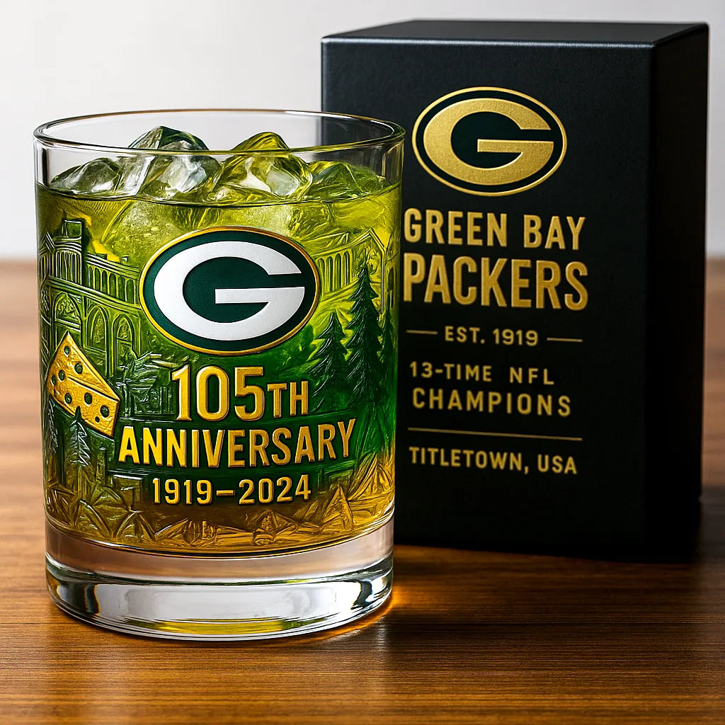 NFL Team🔥Green Bay Packers 105th Anniversary Whiskey Glass